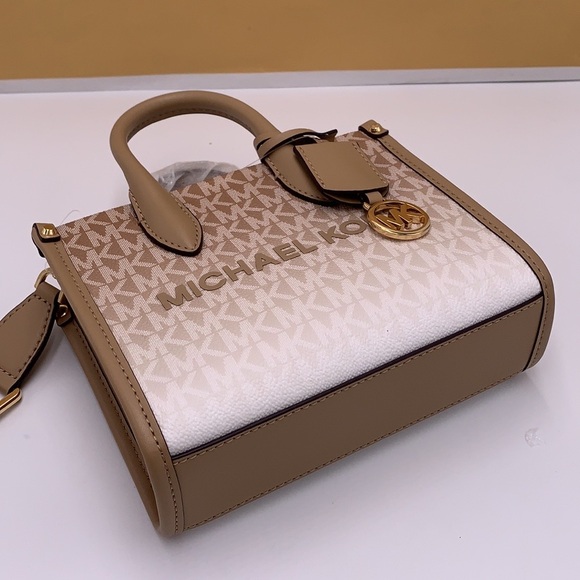 Michael Kors Mirella Extra-Small Ombré Logo Crossbody XBODY ShopperBag Camel NWT - Picture 15 of 16